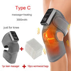 Electric Heated Vibration Knee Massage Physiotherapy Pad 3 in 1 Massager for Shoulder Elbow Hot Compress Pain Relief